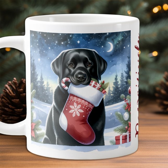 Labrador Retriever Christmas Stocking Puppy Dog Large Coffee Mug (Creator Uploaded)