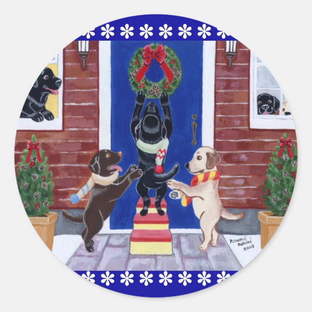 Labrador Retriever Christmas Tree Classic Round Sticker (Front)