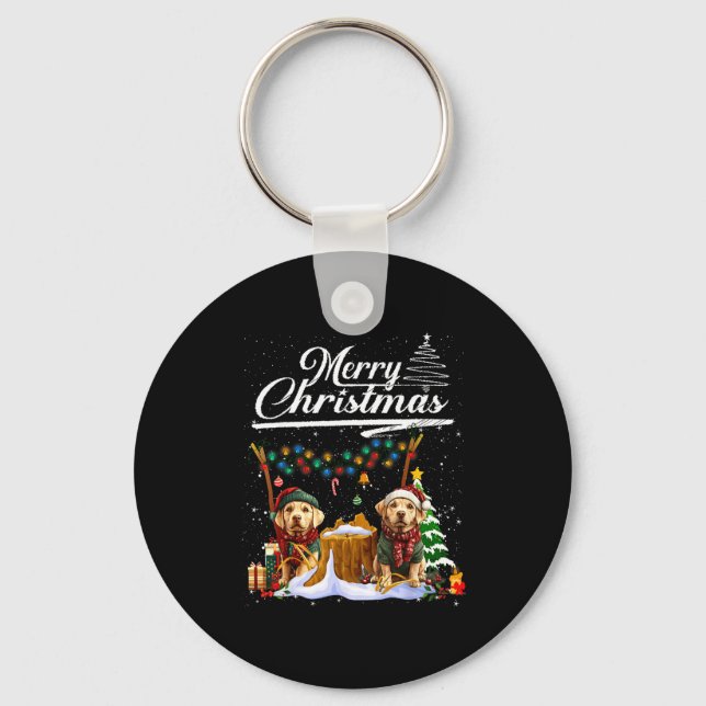 Labrador Retriever Christmas Tree Decorations Dog  Key Ring (Front)