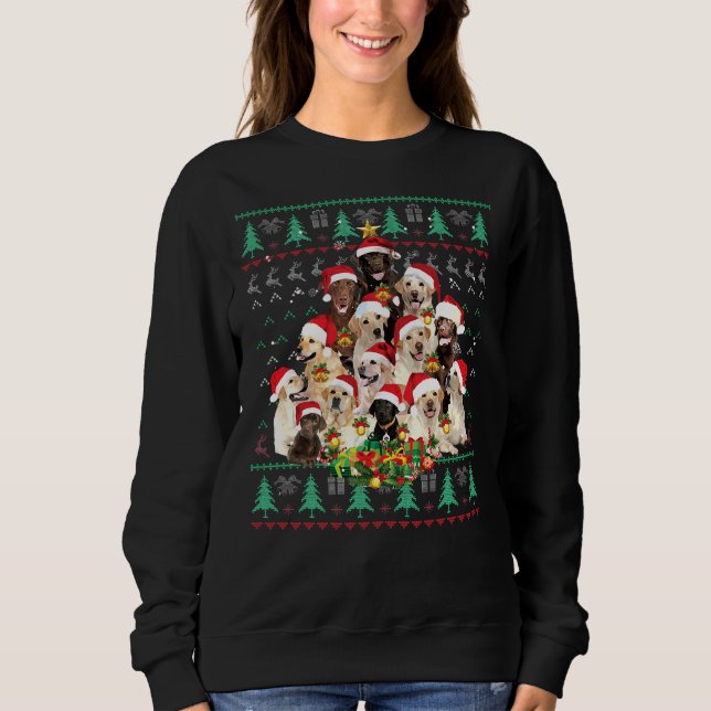 Labrador Retriever Christmas Tree Ugly Sweater (Front)