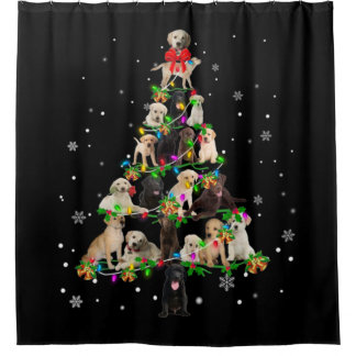 Labrador Retriever Christmas Tree X mas Shower Curtain