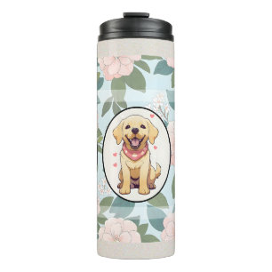 Labrador Retriever classic flowers background Thermal Tumbler