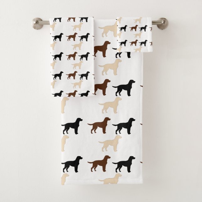 labrador retriever colour silhouettes bath towel set (Insitu)