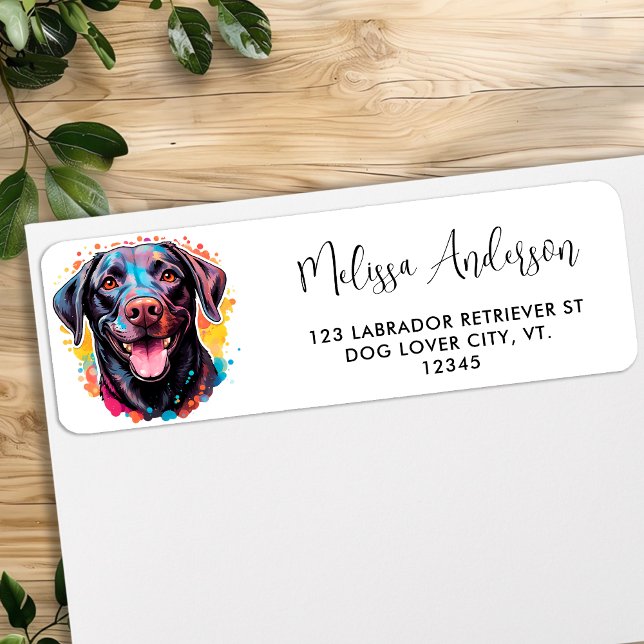 Labrador Retriever Colourful Dog Return Address (Creator Uploaded)