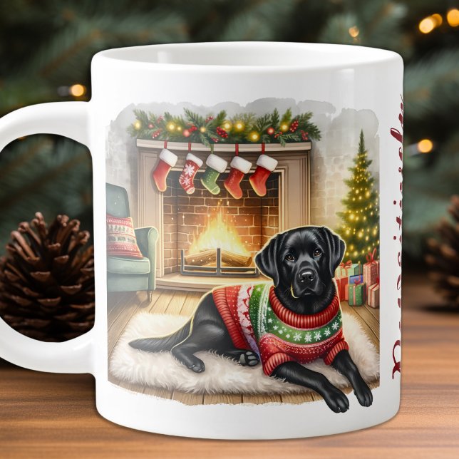 Labrador Retriever Cosy Christmas Puppy Dog Large Coffee Mug (Creator Uploaded)