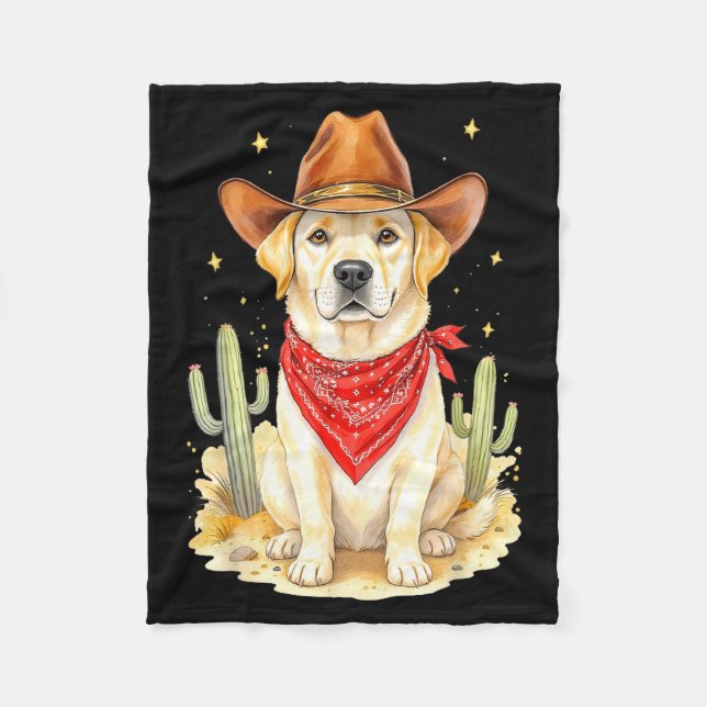Labrador Retriever Cowboy Dog Western Llabrador Co Fleece Blanket (Front)