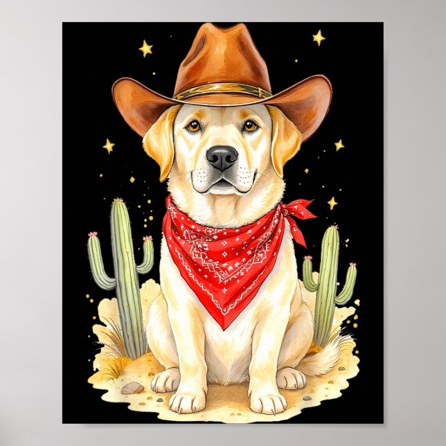 Labrador Retriever Cowboy Dog Western Llabrador Co Poster (Front)
