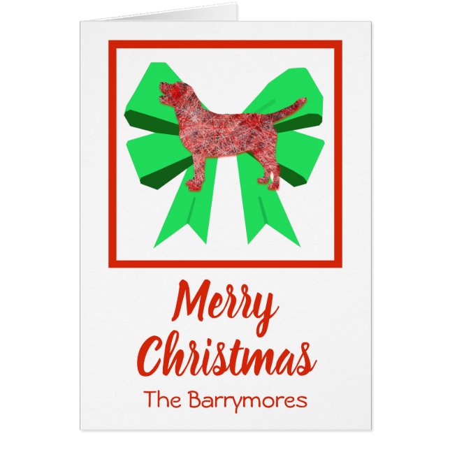 Labrador Retriever Cute Christmas Dog Bow Card (Front)