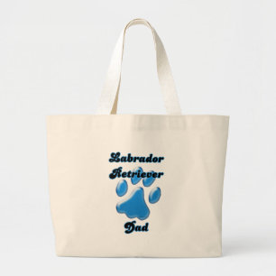 Labrador Retriever Dad Blue Pawprint  Large Tote Bag