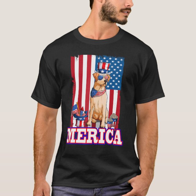 Labrador Retriever Dad Mum 4th Of July American Fl T-Shirt (Front)