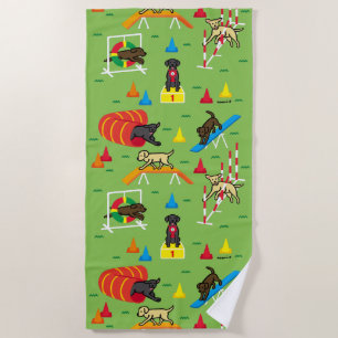 Labrador Retriever Dog Agility Beach Towel