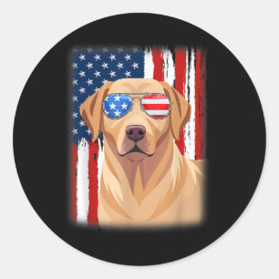 Labrador Retriever Dog America Flag 4th Of July Us Classic Round Sticker
