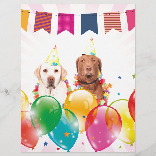 Labrador Retriever Dog Balloons Birthday (Front)