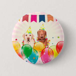 Labrador Retriever Dog Balloons Birthday 6 Cm Round Badge