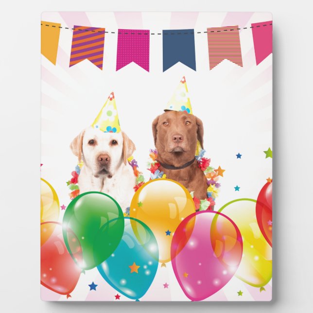 Labrador Retriever Dog Balloons Birthday Plaque (Front)
