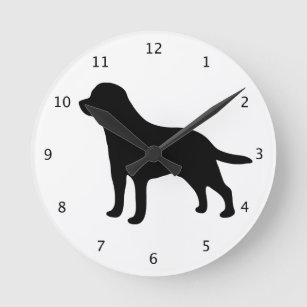 Labrador Retriever dog black silhouette Round Clock