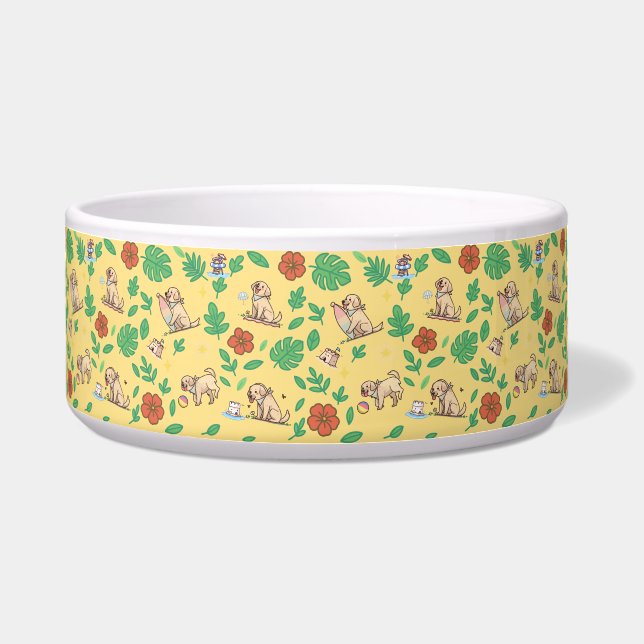 Labrador Retriever Dog Bowl with Cute Summer  (Front)