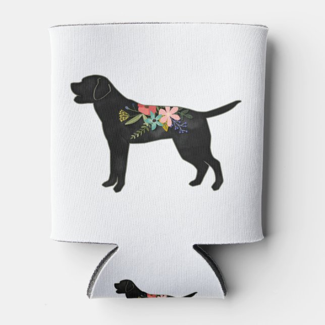 Labrador Retriever Dog Breed Bohemian Floral Can Cooler (Front)