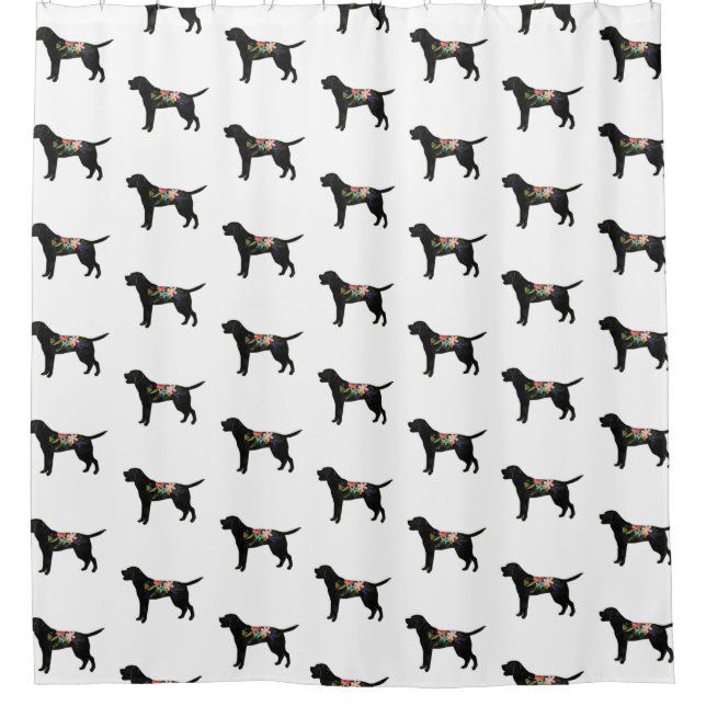 Labrador Retriever Dog Breed Bohemian Floral Shower Curtain (Front)