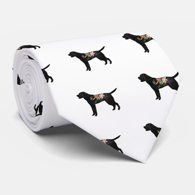 Labrador Retriever Dog Breed Bohemian Floral Tie (Rolled)