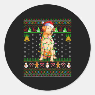 Labrador Retriever Dog Christmas Lights Ugly Sweat Classic Round Sticker