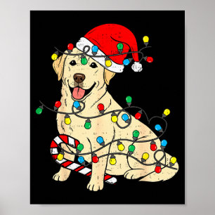 Labrador Retriever Dog Christmas Lights Xmas Pet D Poster