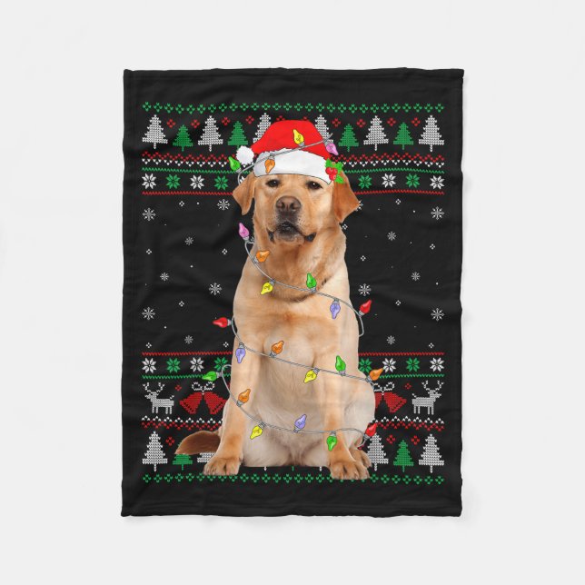 Labrador Retriever Dog Christmas Ugly Sweater Ligh Fleece Blanket (Front)