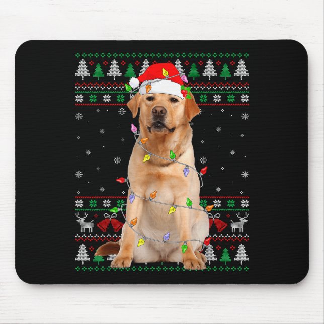Labrador Retriever Dog Christmas Ugly Sweater Ligh Mouse Mat (Front)