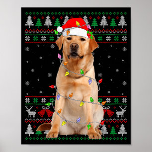Labrador Retriever Dog Christmas Ugly Sweater Ligh Poster