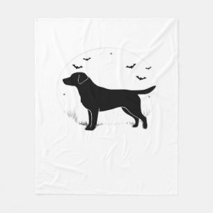 Labrador Retriever Dog Halloween Moon Silhouette Fleece Blanket