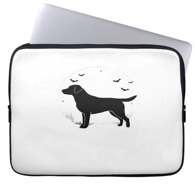 Labrador Retriever Dog – Halloween Moon Silhouette Laptop Sleeve (Front)