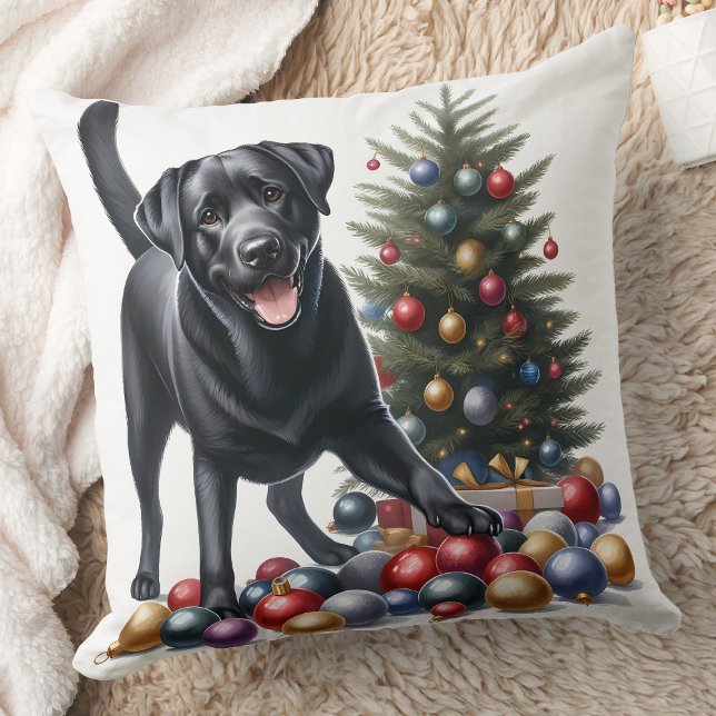 Labrador Retriever Dog Holiday Christmas  Cushion (Creator Uploaded)