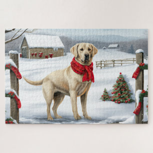 Labrador Retriever Dog in Snow Christmas Jigsaw Puzzle