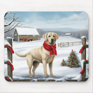 Labrador Retriever Dog in Snow Christmas Mouse Mat