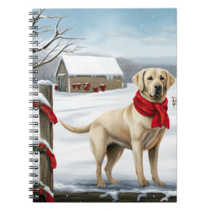 Labrador Retriever Dog in Snow Christmas Notebook