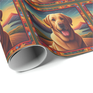 Labrador Retriever Dog Landscape Floral decorative Wrapping Paper