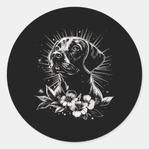 Labrador Retriever Dog Lover Retro Style Tattoo _1 Classic Round Sticker