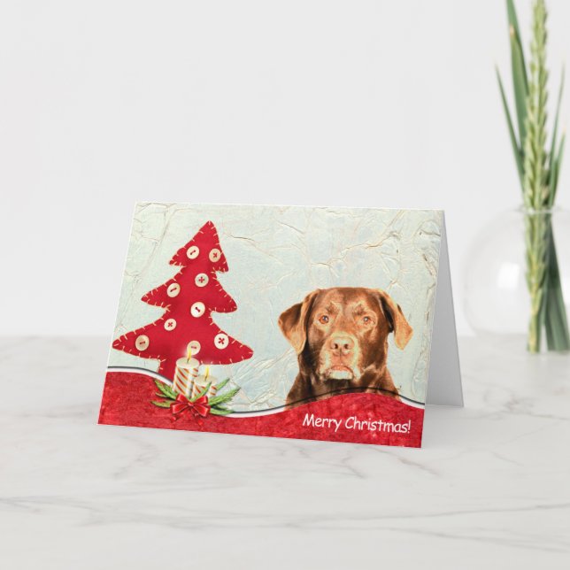 Labrador Retriever Dog Merry Christmas Card (Front)