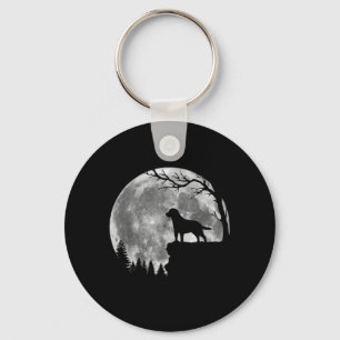 Labrador Retriever Dog Moon Silhouette Halloween Key Ring