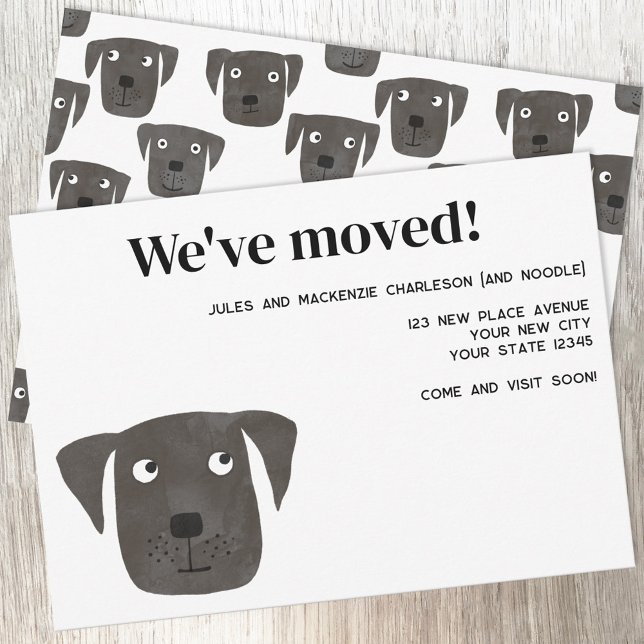 Labrador Retriever Dog New Address Announcement (Black Labrador Retriever Dog new home moving change of address announcement)
