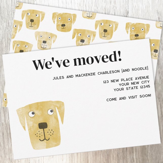 Labrador Retriever Dog New Address Announcement (Golden Labrador Retriever Dog fun personalized moving new home change of address announcement)