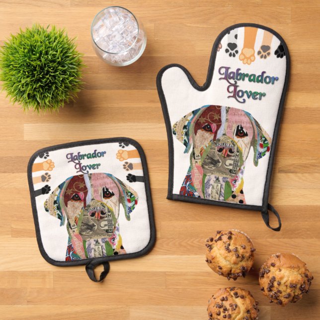 Labrador Retriever Dog   Oven Mitt & Pot Holder Set (Top Down)