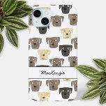 Labrador Retriever Dog Personalised iPhone 15 Mini Case<br><div class="desc">Watercolor painting of fun Labrador Retriever dogs,  perfect for pet lovers,  dog walkers,  dog groomers and veterinarians.  Change the name to customise.</div>