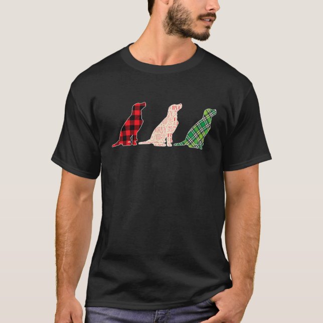 Labrador Retriever Dog Plaid Christmas Matching Pa T-Shirt (Front)