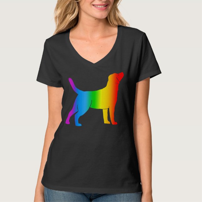 Labrador Retriever Dog Rainbow Colour T-Shirt (Front)
