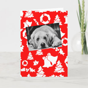 Labrador Retriever Dog Red Merry Christmas Tree Holiday Card