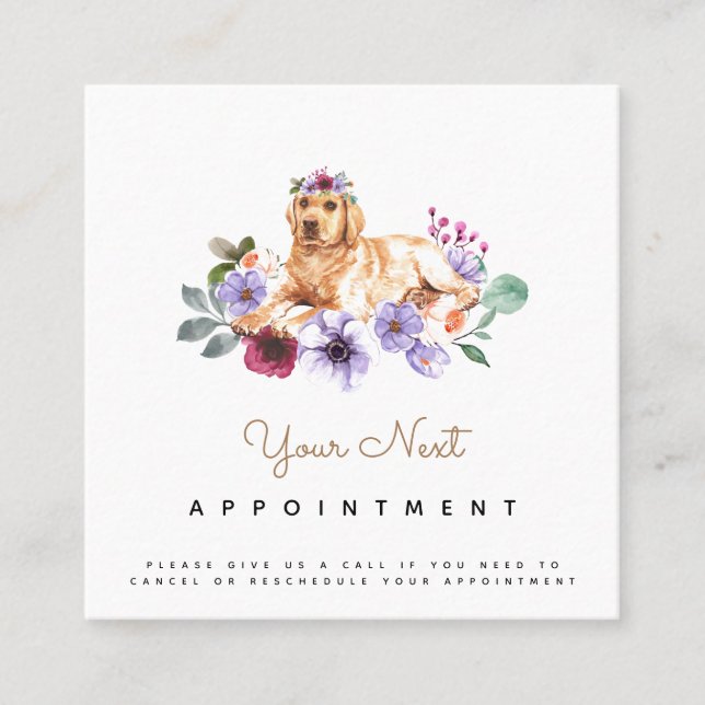 Labrador Retriever Dog Salon Appointment Reminder Square Business Card (Front)