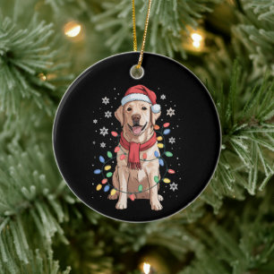 Labrador Retriever Dog Santa Clause Hat Xmas Xmas Ceramic Tree Decoration