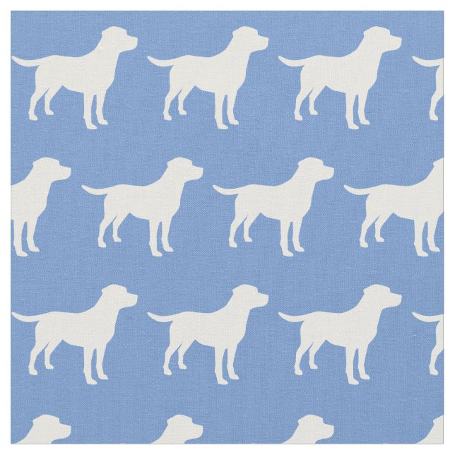 Labrador Retriever Dog Silhouette Lab Light Blue Fabric (Close Up)