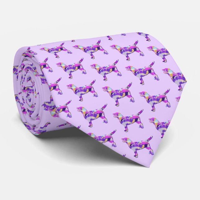 Labrador Retriever Dog Silhouette Light Purple  Tie (Rolled)